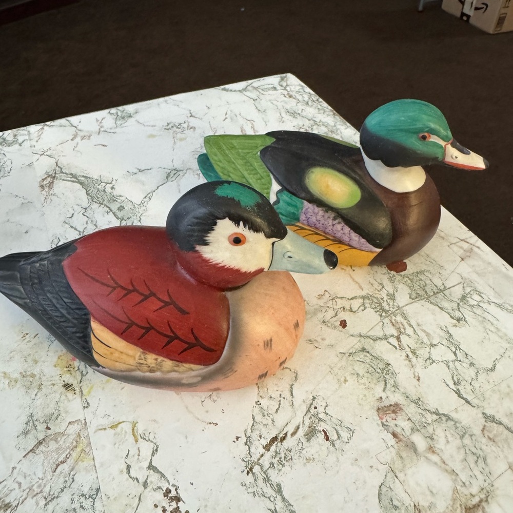 Handcrafted Ceramic Duck Figurines - Multicolor